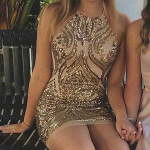 Gold halter Homecoming dress size 1/2